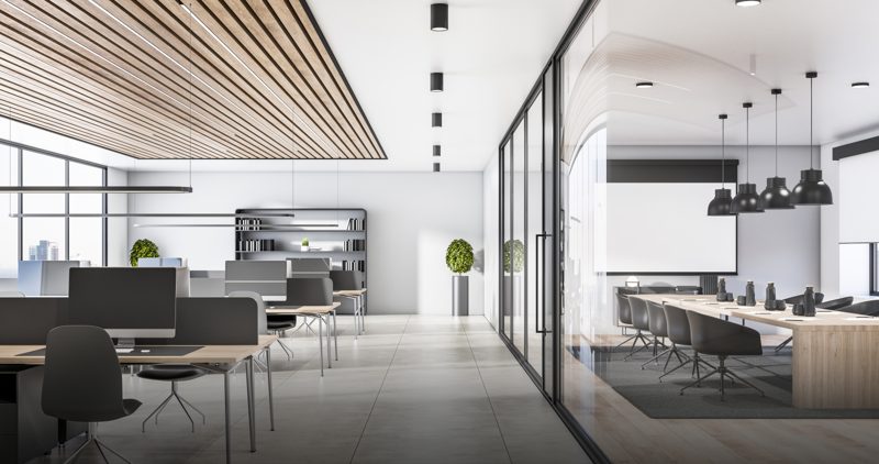 Office floor with meeting room, artist's impression