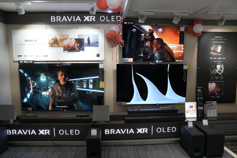 Large-format Sony televisions on display at Sony Center